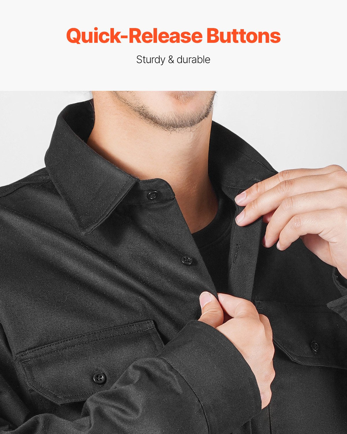 Flame Resistant Welding Jacket, 7oz. FR Shirts For Men, Machine Washable Cotton Heat-Resistant Welding Shirt, Meets ATPV 9.2 Cal/cm² Arc Rating - L Size