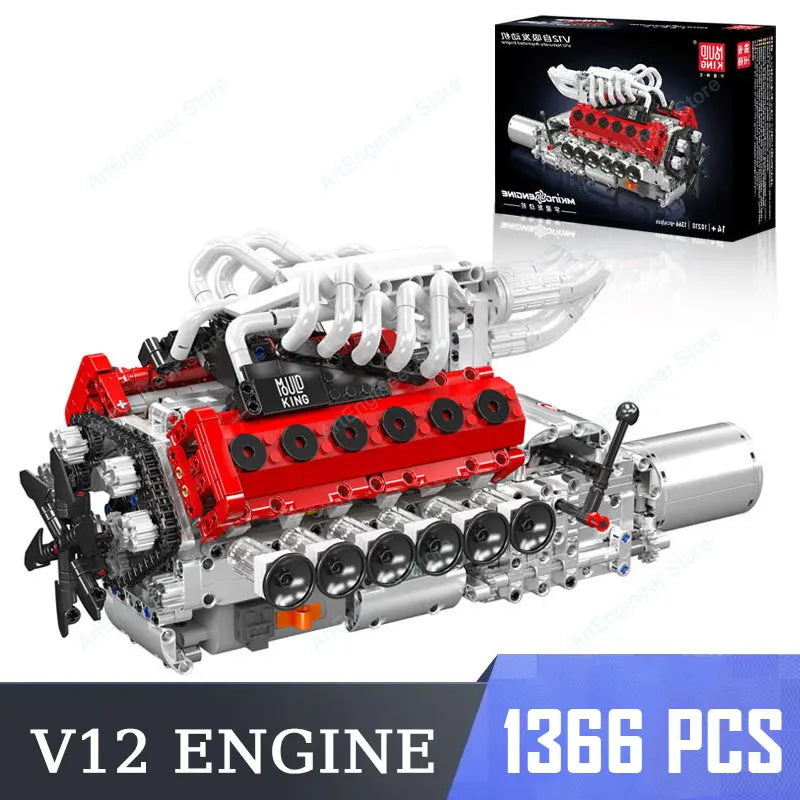 Mould King LSX454 V8 V12 W12 Engine Motorized Simulation Model Electrically Drive Building Blocks Technical Car Parts Toys Gift