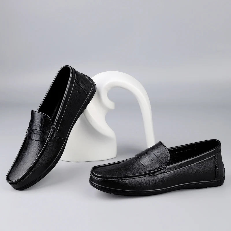 Genuine Leather Men Loafers Comfortable Mens Casual Shoes Luxury Brand Man Formal Dress Shoes Breathable Slip on Boat Shoes