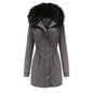Women's Plush Hooded Parkas Winter Warm Thick  Zip-up Jackets Casual Mid-length Solid Buckle Pockets Coat Outerwear Clothing