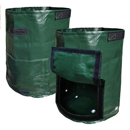 10 Gallon -6 Pack Potato Grow Bags, Heavy Duty PE Fabric Pots With Flap And Handles, Green Planter Bags For Potato Vegetables Outdoor Garden, For All Plants Growing