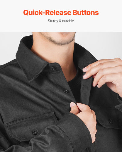 Flame Resistant Welding Jacket, 7oz. FR Shirts For Men, Machine Washable Cotton Heat-Resistant Welding Shirt, Meets ATPV 9.2 Cal/cm² Arc Rating - L Size
