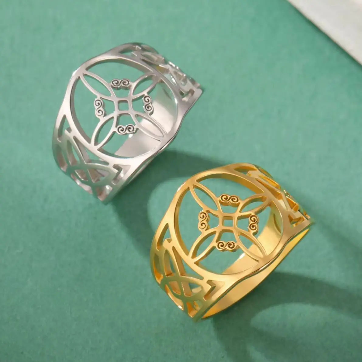 Unift Vintage Witch Knot Rings for Women Men Stainless Steel Finger Ring Witchcraft Protection Amulet Jewelry Wicca Accessories