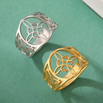 Unift Vintage Witch Knot Rings for Women Men Stainless Steel Finger Ring Witchcraft Protection Amulet Jewelry Wicca Accessories