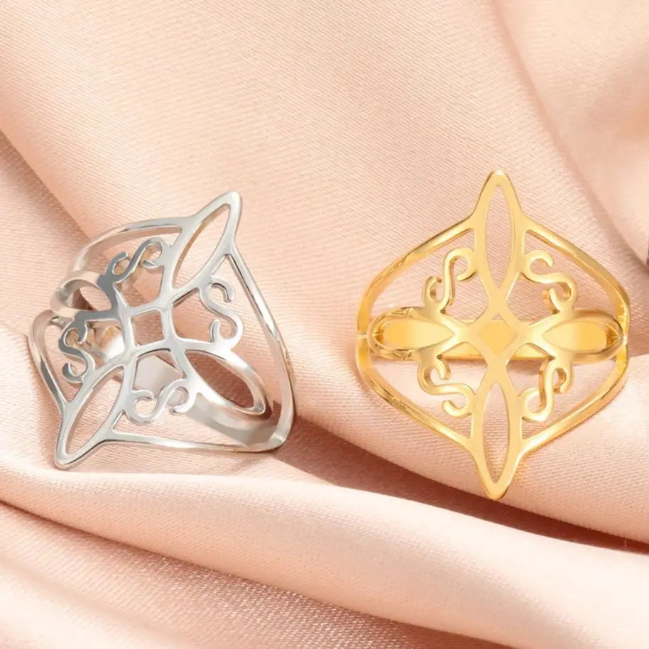 Unift Vintage Witch Knot Rings for Women Men Stainless Steel Finger Ring Witchcraft Protection Amulet Jewelry Wicca Accessories