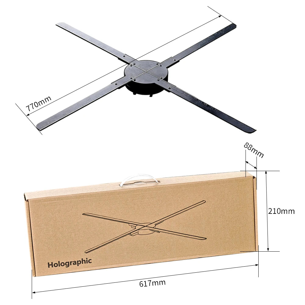 80cm LED 3D Holographic Fan Projector 1280 LEDs APP Control Cloud Upload Bluetooth Audio Digital Display Device
