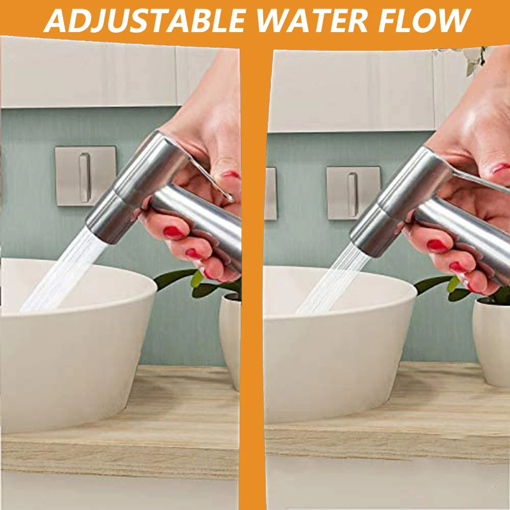Toilet Bidet Faucet Black Handheld Sprayer Stainless Steel Bathroom Hand Bidet Sprayer Set Hose Toilet Self Cleaning Shower Head