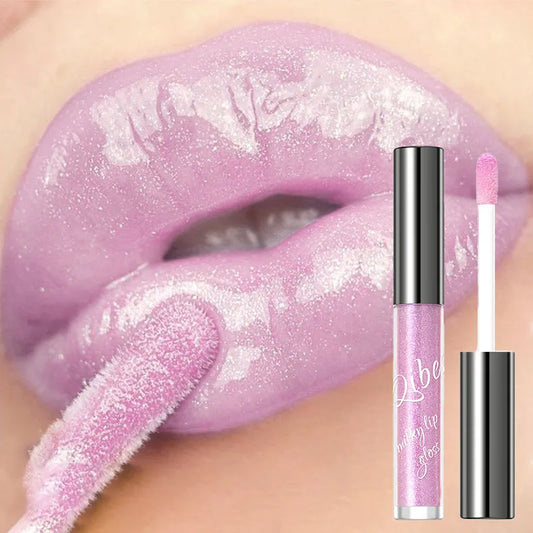 Shimmering Taro Purple Lip Gloss Gold Sparkle, Moisturizing Plumping Lip Gloss, Glassy Jelly Shine Lip Gloss for Sexy Makeup