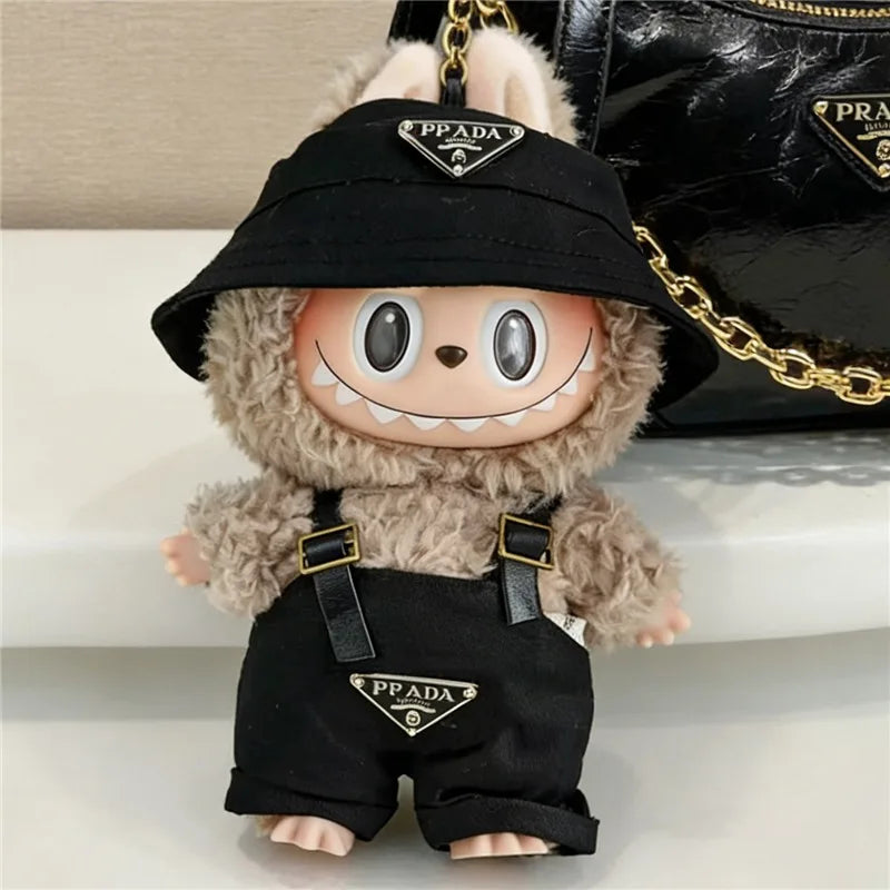 15 17cm For Labubu Doll Retro Denim Overalls Ropa Clothing Luxury Montaigne Skirt Dress Outfit Clothes Shoes Set Accessories