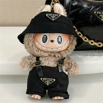 15 17cm For Labubu Doll Retro Denim Overalls Ropa Clothing Luxury Montaigne Skirt Dress Outfit Clothes Shoes Set Accessories