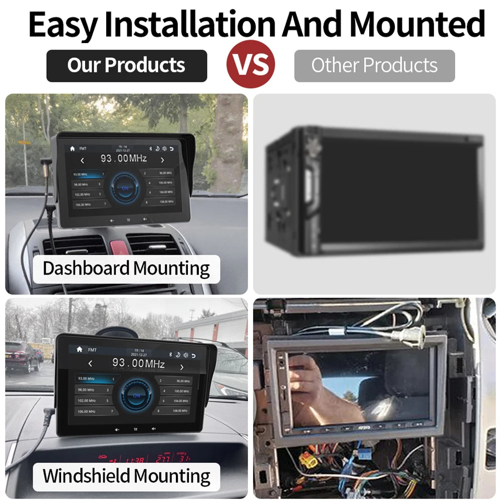 Grandnavi 7inch Car Radio Multimedia Video Player Wireless Carplay And Wireless Android Auto Portable Universal Touch Screen