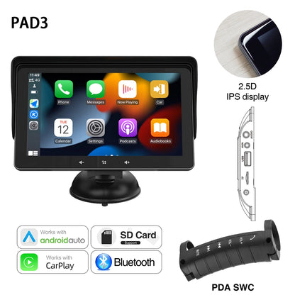 Grandnavi 7inch Car Radio Multimedia Video Player Wireless Carplay And Wireless Android Auto Portable Universal Touch Screen