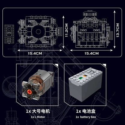 Mould King 10171 LSX454 V8 Engine Motorized Simulation Model Electrically Drive Building Blocks Technical Car Parts Toys Gift