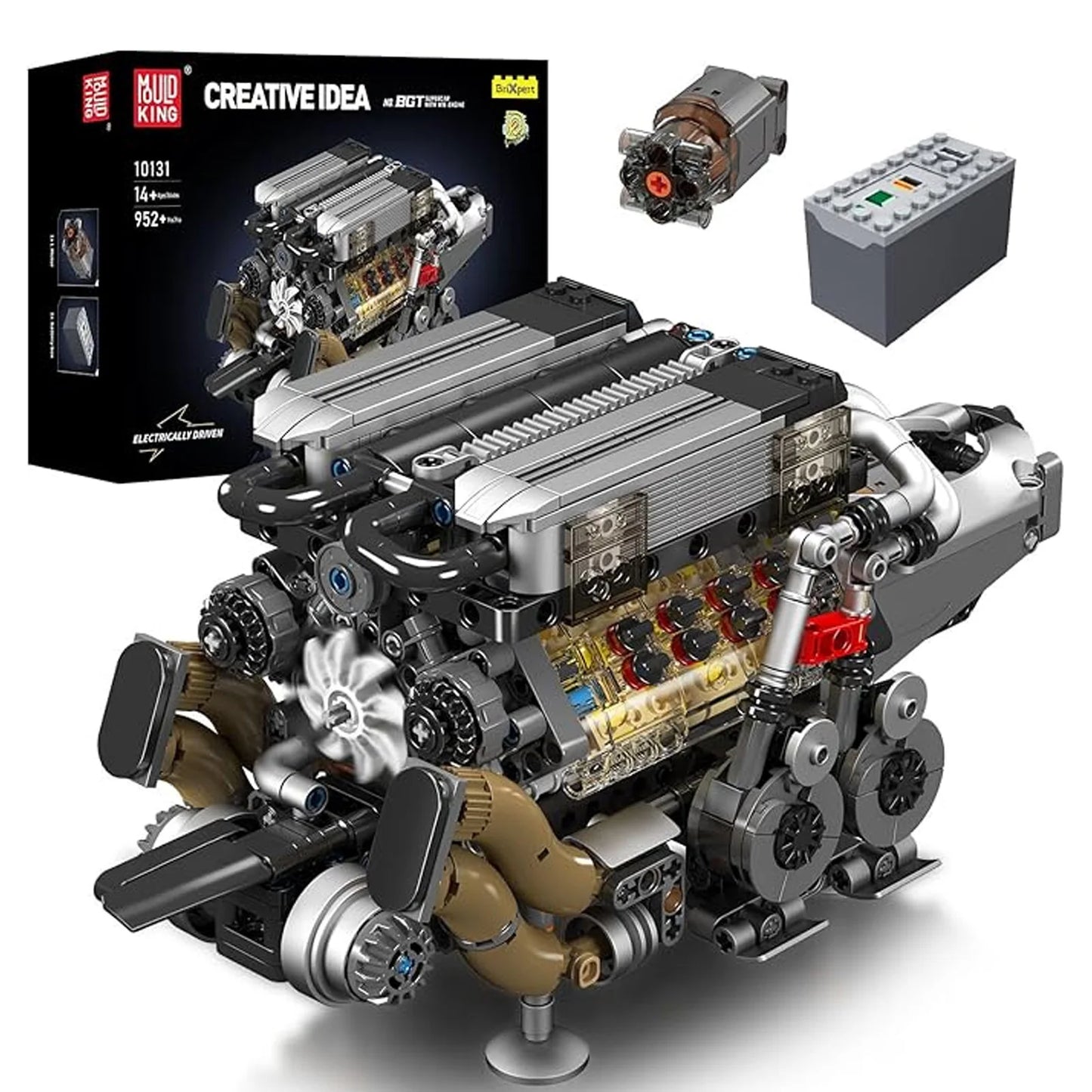 Mould King 10171 LSX454 V8 Engine Motorized Simulation Model Electrically Drive Building Blocks Technical Car Parts Toys Gift