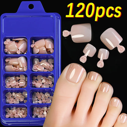 120/100Pcs Almond Fake Nails Extension Wearable Full Cover False Nail Solid Color Mid-length Stiletto/Square Press on Nails