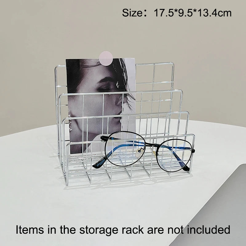 Ins Minimalist Iron Desktop Storage Rack Organizer Table Organizing Rack Document Book Rack Desk Multi-functional Storage Rack
