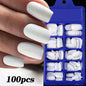 100Pcs Light Pink Press on Nails Short Medium Square Fake Nail Tips 10 sizes Reusable Full Cover False Nails Finger Decoration