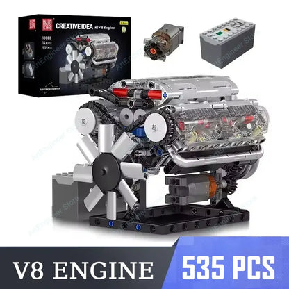 Mould King LSX454 V8 V12 W12 Engine Motorized Simulation Model Electrically Drive Building Blocks Technical Car Parts Toys Gift