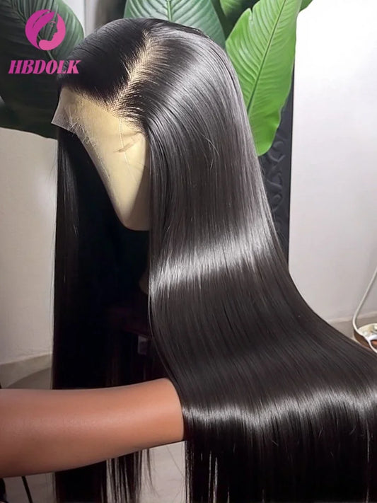 13x4 13x6 40 42 Inch HD Transparent 5x5 Straight Lace Front Wig 250 Density Brazilian  Lace Frontal Human Hair Wigs For Women