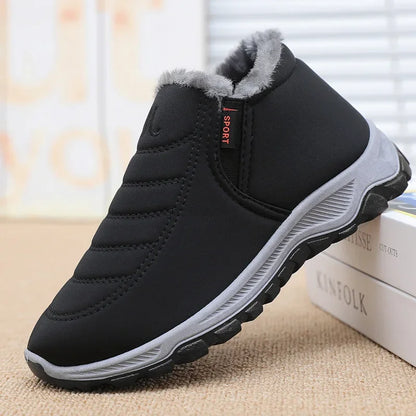 Thickened Fleece Winter Snow Boots Men Women Comfortable Cotton Shoes Anti-Slip Warm Short Boots for Middle-Aged And Elderly