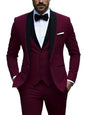 White Slit Mens Suits 3 Piece Black Shawl Lapel Casual Groom Tuxedos for Wedding Groomsmen Suits Men 2025 (Blazer+Vest+Pant)