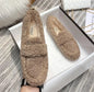 Plus Size Women Shearling Flats Furry Lambswool Mocasines Mujer Warm Cotton Shoes Ladies Slip On Sheep Fur Lined Loafers Winter