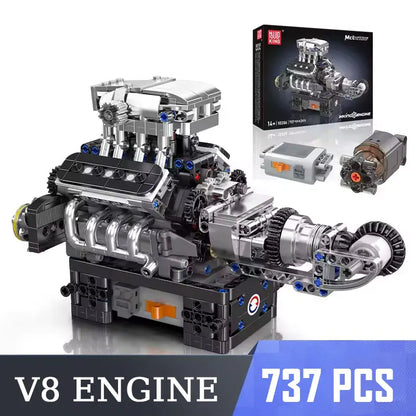 Mould King LSX454 V8 V12 W12 Engine Motorized Simulation Model Electrically Drive Building Blocks Technical Car Parts Toys Gift
