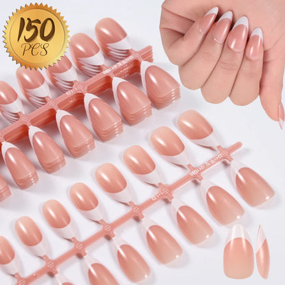 100Pcs Light Pink Press on Nails Short Medium Square Fake Nail Tips 10 sizes Reusable Full Cover False Nails Finger Decoration