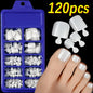 120/100Pcs Almond Fake Nails Extension Wearable Full Cover False Nail Solid Color Mid-length Stiletto/Square Press on Nails