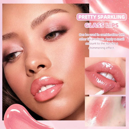 Shimmering Taro Purple Lip Gloss Gold Sparkle, Moisturizing Plumping Lip Gloss, Glassy Jelly Shine Lip Gloss for Sexy Makeup