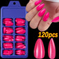 100/120pcs Pink White Press On Nails Medium Trapezoid Acrylic False Nails Full Artificial Fingernails Extension Fake Nail Tips