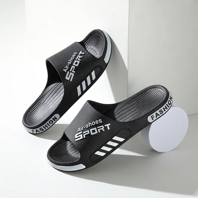 Fashion Men's Slippers PVC Soft Sole Non-slip Slides Casual Outdoor Beach Flip Flops Home Bathroom Couples Slippers New Sandal