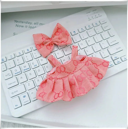 15 17cm For Labubu Doll Retro Denim Overalls Ropa Clothing Luxury Montaigne Skirt Dress Outfit Clothes Shoes Set Accessories