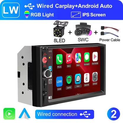 XIMA 2Din 7" IPS Universal Wireless CarPlay Android Auto Car Radio Stereo Multimedia Autoaudio FM Receiver Mirror Link Monitor