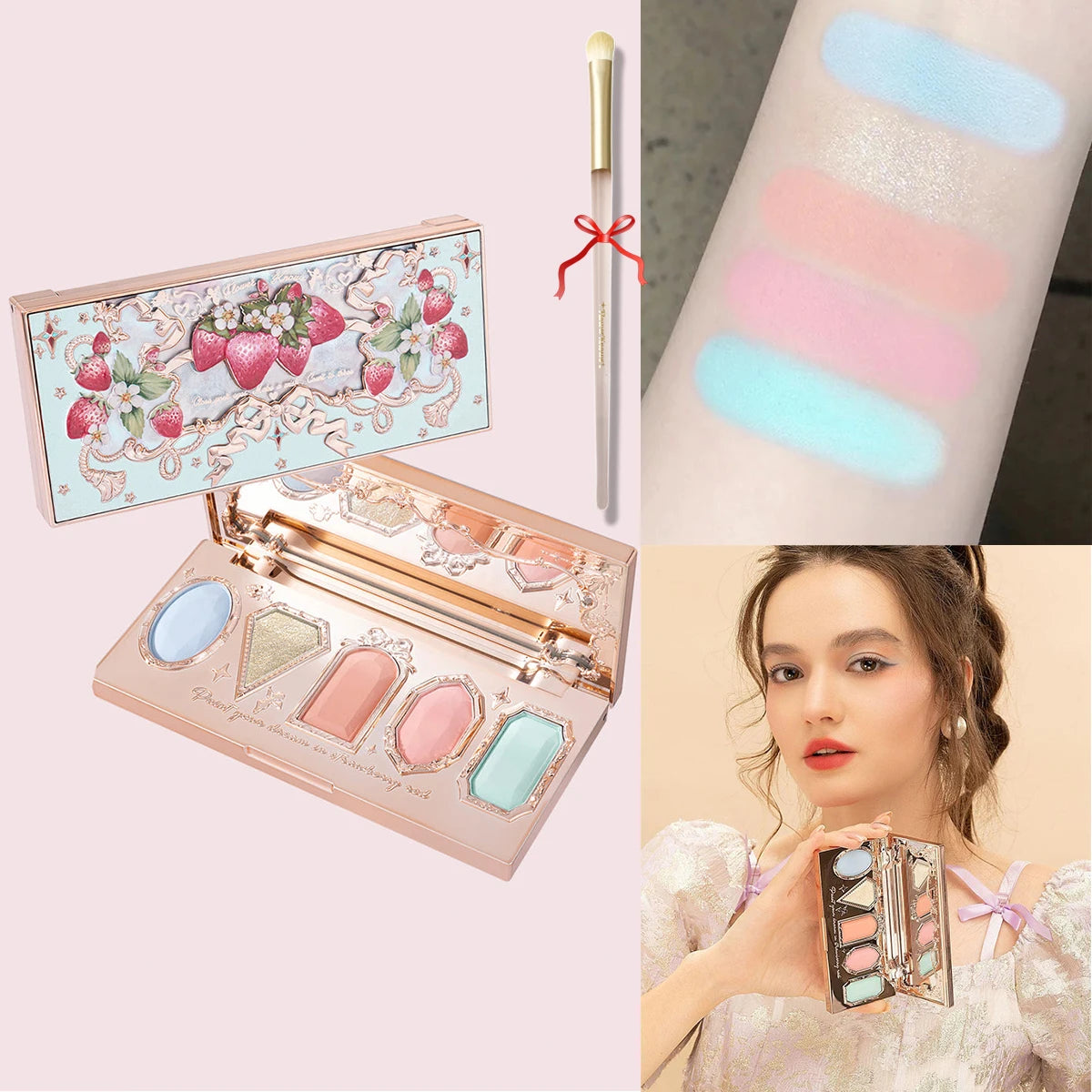 Flower Knows Chocolate Wonder-Shop 8-Color Eyeshadow Palette Matte Shimmer Waterproof Highly Pigmented Long Lasting Makeup
