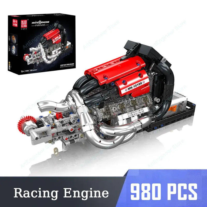 Mould King LSX454 V8 V12 W12 Engine Motorized Simulation Model Electrically Drive Building Blocks Technical Car Parts Toys Gift