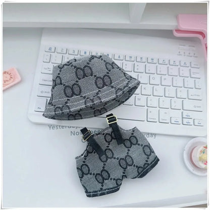 15 17cm For Labubu Doll Retro Denim Overalls Ropa Clothing Luxury Montaigne Skirt Dress Outfit Clothes Shoes Set Accessories