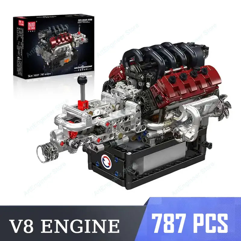 Mould King LSX454 V8 V12 W12 Engine Motorized Simulation Model Electrically Drive Building Blocks Technical Car Parts Toys Gift