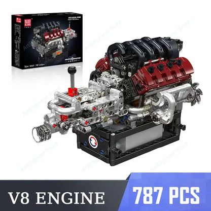 Mould King LSX454 V8 V12 W12 Engine Motorized Simulation Model Electrically Drive Building Blocks Technical Car Parts Toys Gift