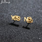 Unique Christmas Earring Stainless Steel YES NO Cactus Footprint Music Stud Earrings for Women Tiny Star Boots Jewelry Girl Gift