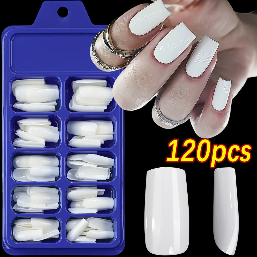 120Pcs/box Medium Length Almond False Nails Natural Nude Color Simple Premium Fake Nail Tips Acrylic Full Cover Press on Nails