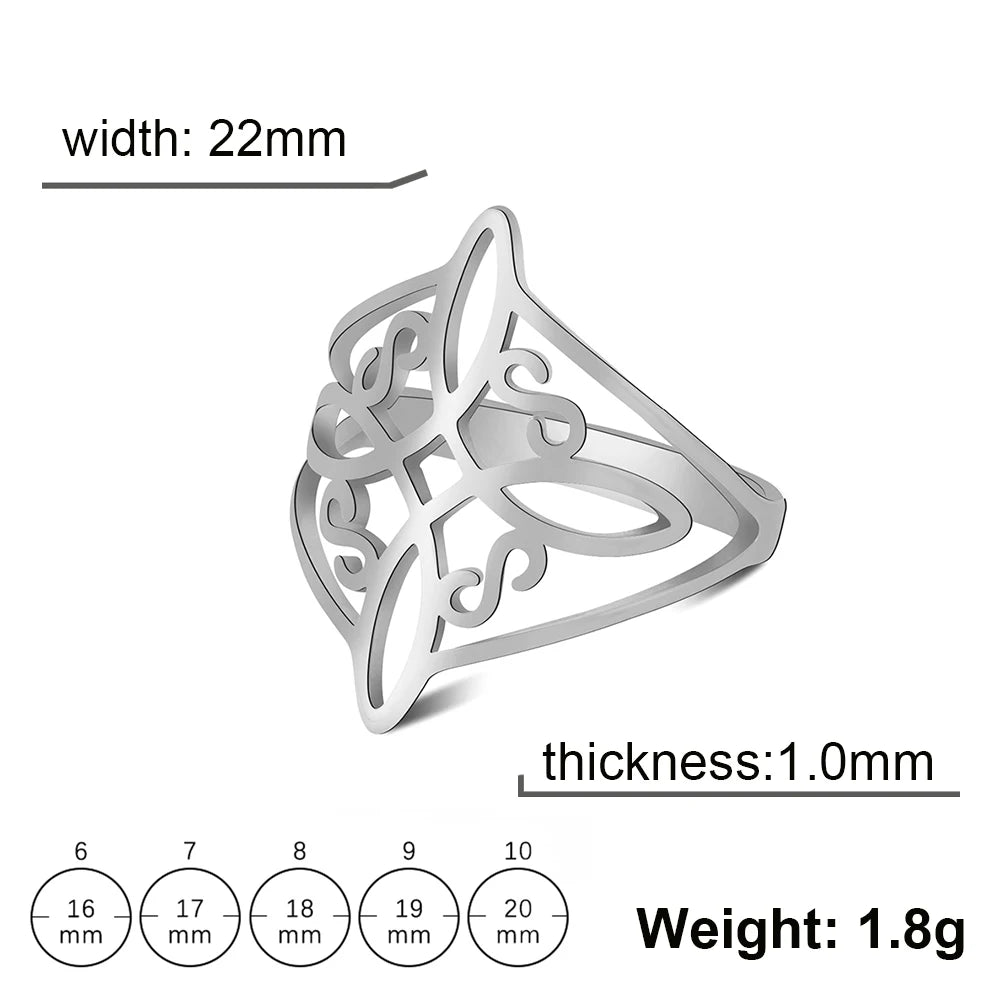 Unift Vintage Witch Knot Rings for Women Men Stainless Steel Finger Ring Witchcraft Protection Amulet Jewelry Wicca Accessories