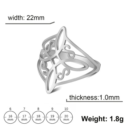 Unift Vintage Witch Knot Rings for Women Men Stainless Steel Finger Ring Witchcraft Protection Amulet Jewelry Wicca Accessories