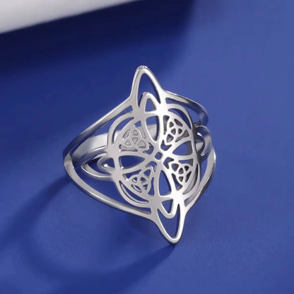 Unift Vintage Witch Knot Rings for Women Men Stainless Steel Finger Ring Witchcraft Protection Amulet Jewelry Wicca Accessories