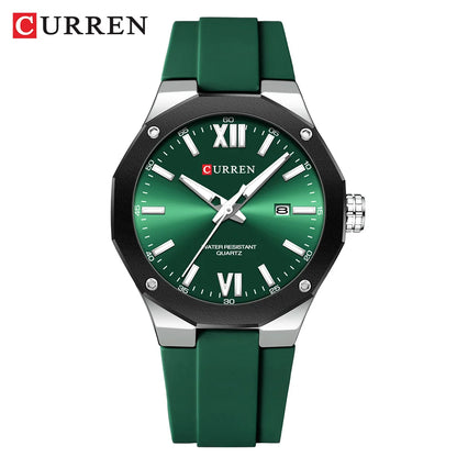 CURREN 8465 New Fashionable Men's Quartz Watch Waterproof Calendar Luminous Silicone Strap Advanced Men's Clock Daily reloj