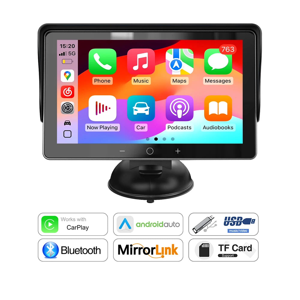 Grandnavi 7inch Car Radio Multimedia Video Player Wireless Carplay And Wireless Android Auto Portable Universal Touch Screen