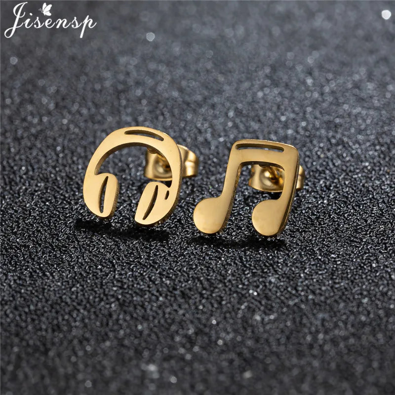 Unique Christmas Earring Stainless Steel YES NO Cactus Footprint Music Stud Earrings for Women Tiny Star Boots Jewelry Girl Gift