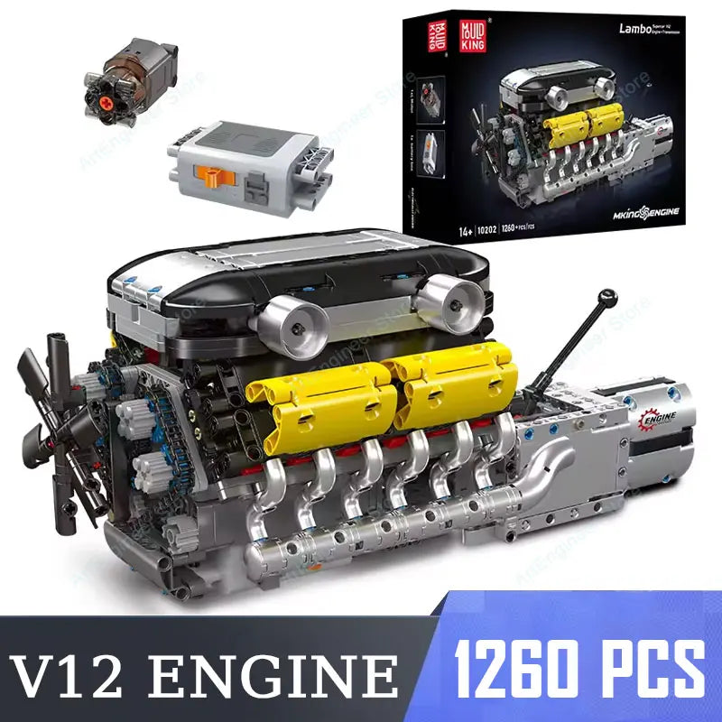 Mould King LSX454 V8 V12 W12 Engine Motorized Simulation Model Electrically Drive Building Blocks Technical Car Parts Toys Gift