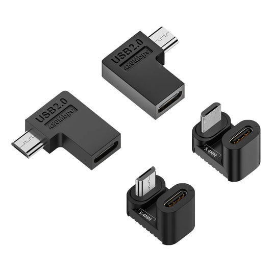 USB 2.0 Type-C Female To Micro-USB Male 90 Degree Left/Right Angle U Shape 5V2A Charging Connector for Android Phone Tablets