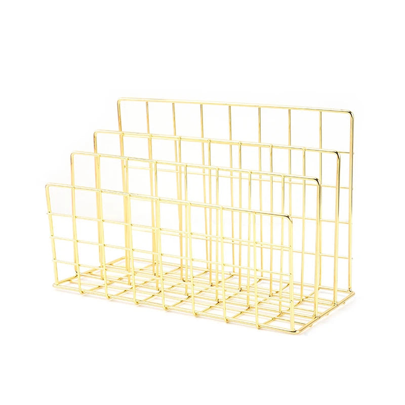 Ins Minimalist Iron Desktop Storage Rack Organizer Table Organizing Rack Document Book Rack Desk Multi-functional Storage Rack